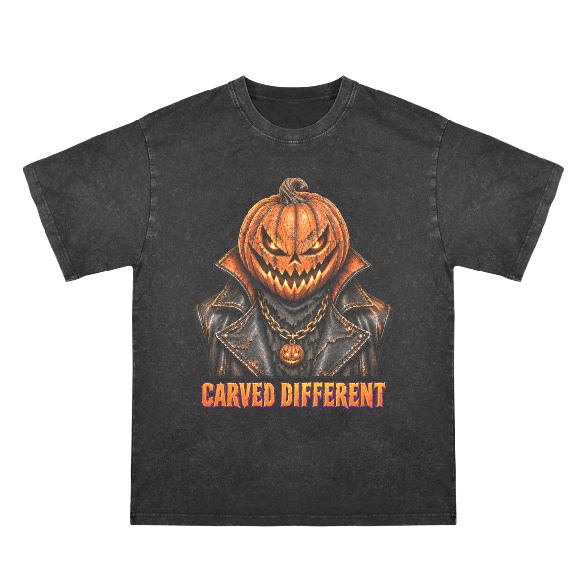 CARVED DIFFERENT Jack-O’-Lantern Men’s Washed Cotton T-Shirt