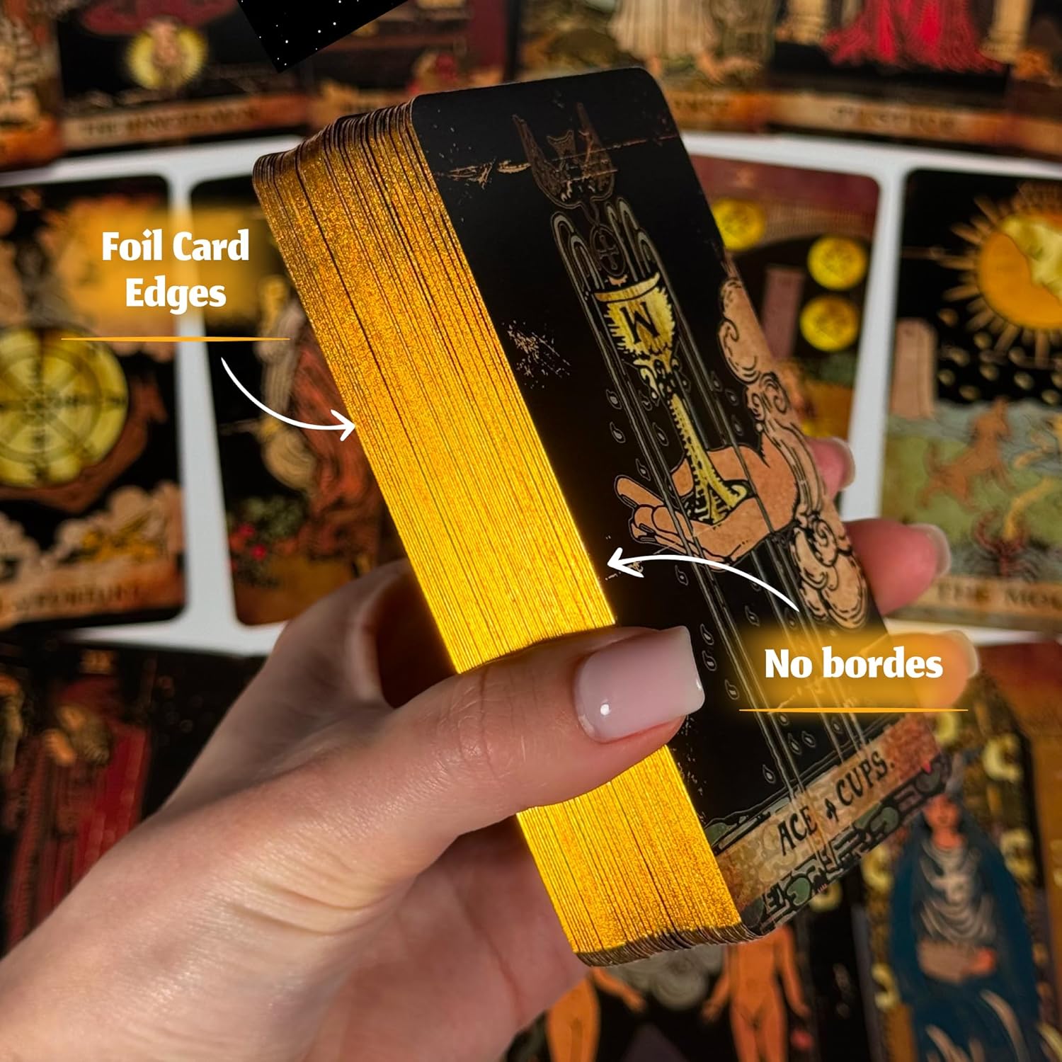 CRAFTERIAN Tarot Cards, 78-Card Deck, Original Tarot for Beginners & Experts with Guide Book, Gift Bag & Box, Fortune Telling Game, Adults, Black