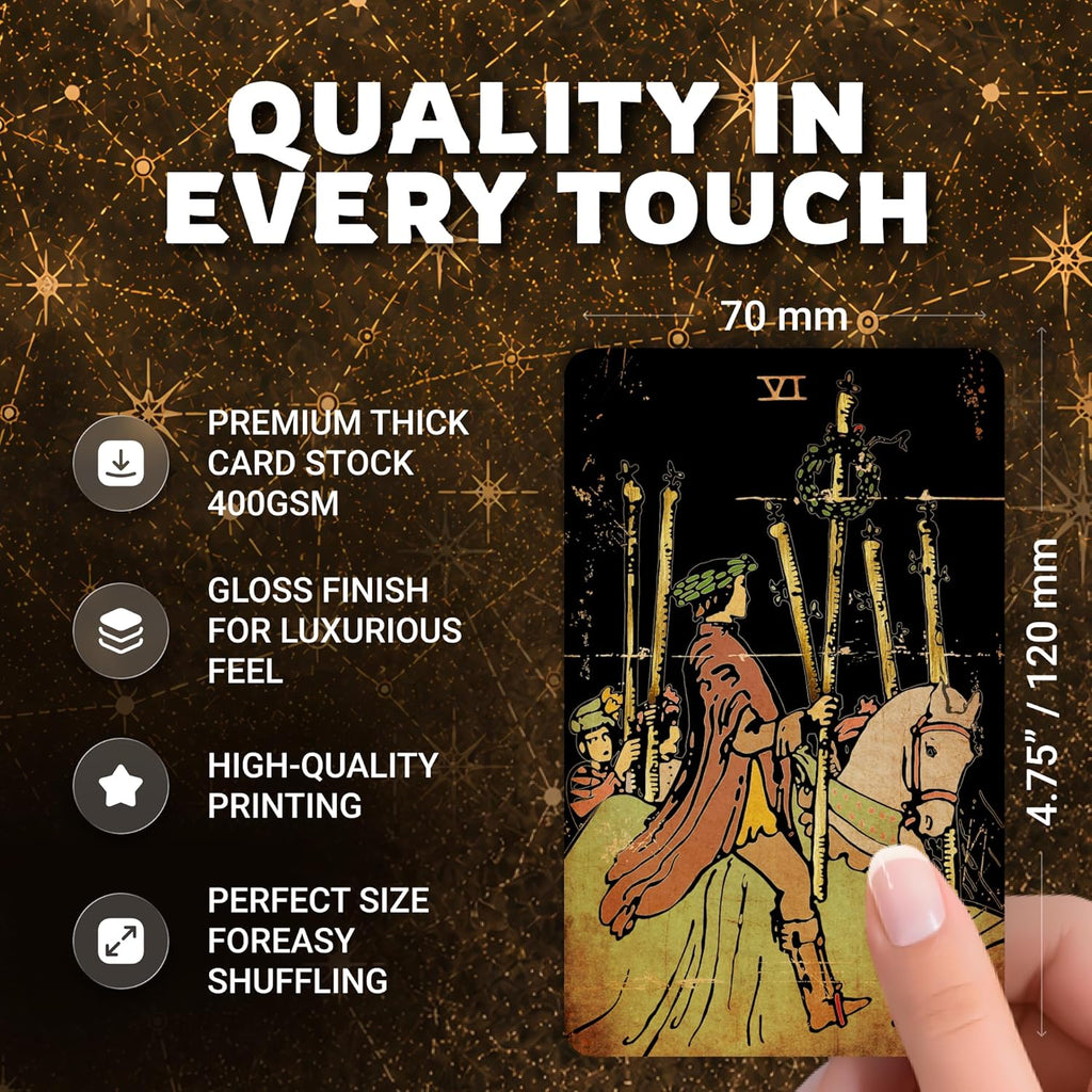 CRAFTERIAN Tarot Cards, 78-Card Deck, Original Tarot for Beginners & Experts with Guide Book, Gift Bag & Box, Fortune Telling Game, Adults, Black
