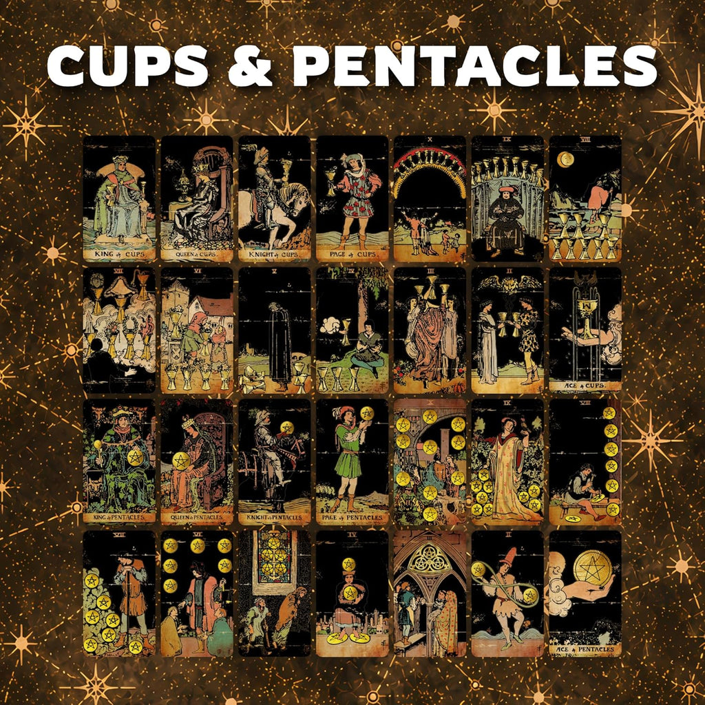 CRAFTERIAN Tarot Cards, 78-Card Deck, Original Tarot for Beginners & Experts with Guide Book, Gift Bag & Box, Fortune Telling Game, Adults, Black