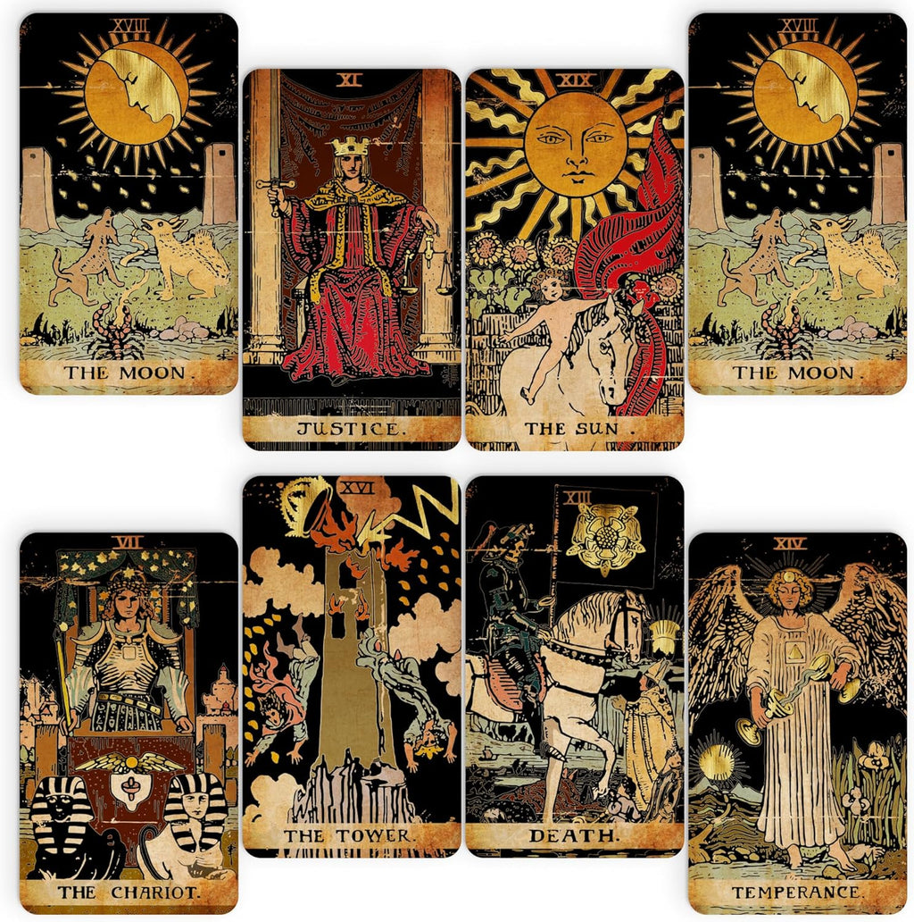 CRAFTERIAN Tarot Cards, 78-Card Deck, Original Tarot for Beginners & Experts with Guide Book, Gift Bag & Box, Fortune Telling Game, Adults, Black