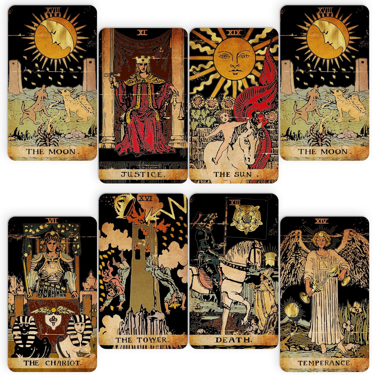 CRAFTERIAN Tarot Cards, 78-Card Deck, Original Tarot for Beginners & Experts with Guide Book, Gift Bag & Box, Fortune Telling Game, Adults, Black