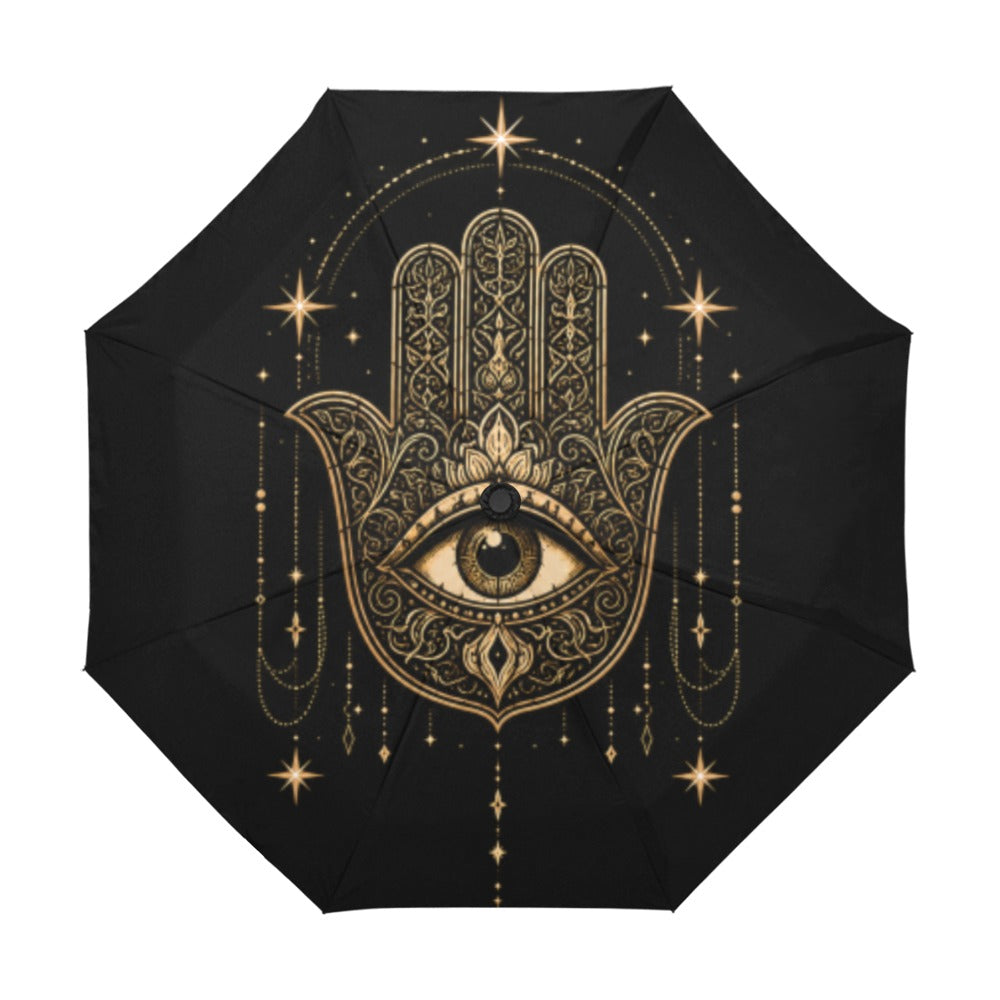Divine Protection Hamsa Compact Automatic Umbrella