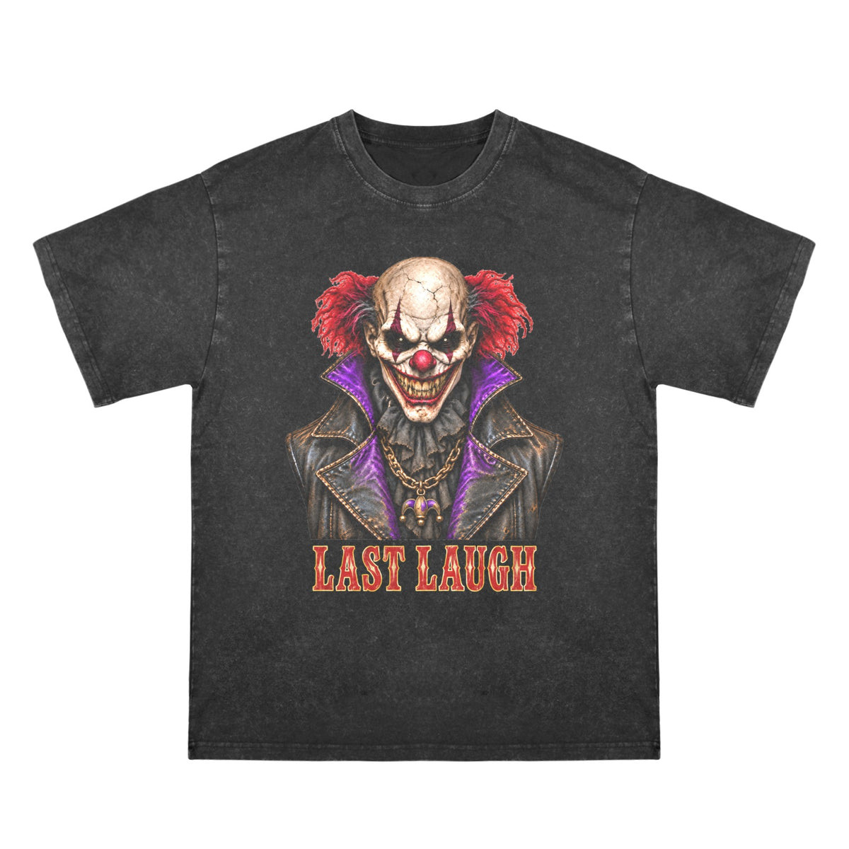 LAST LAUGH Scary Clown Men’s Washed Cotton T-Shirt