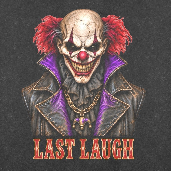 LAST LAUGH Scary Clown Men’s Washed Cotton T-Shirt