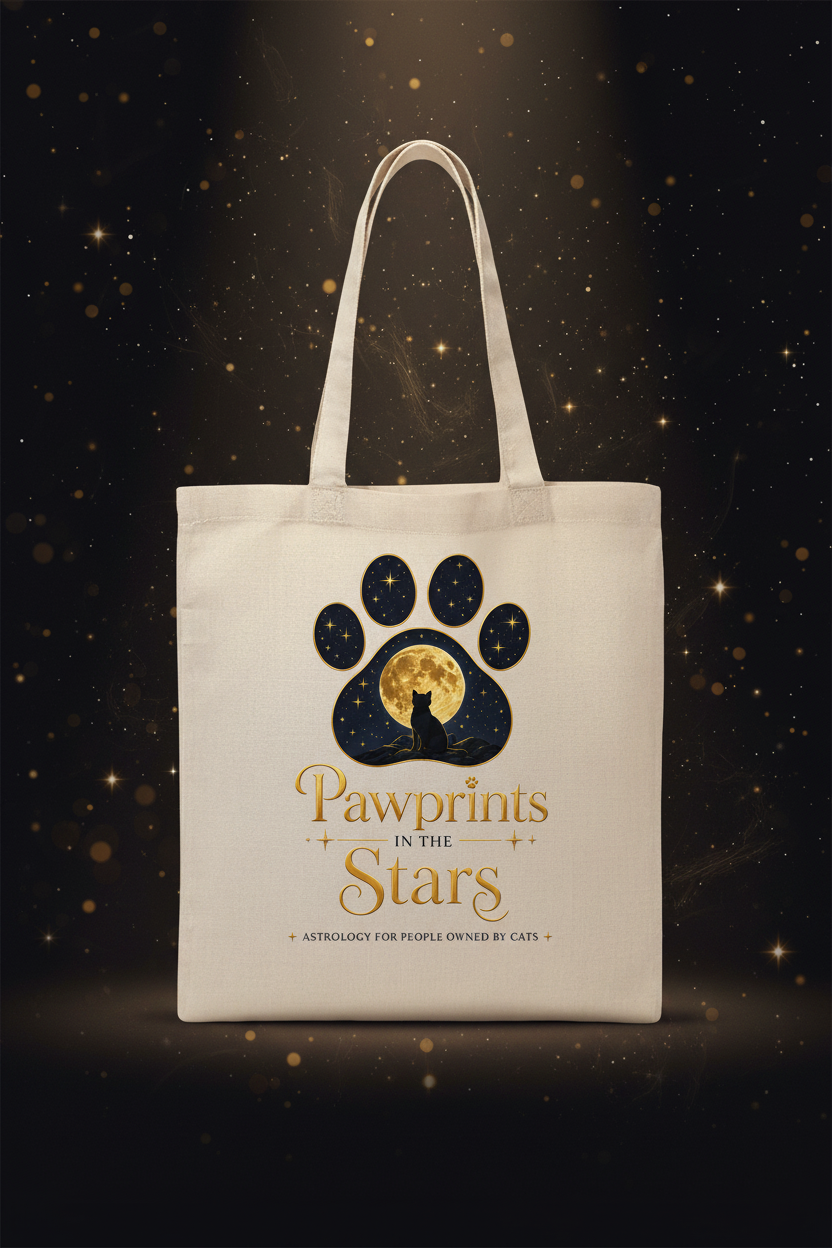 Paw Prints in the Stars™: Cosmic Cat Edition Canvas Tote Bag