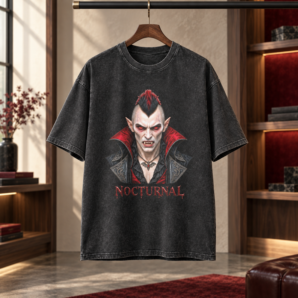 NOCTURNAL men's washed T-shirt displayed in a boutique