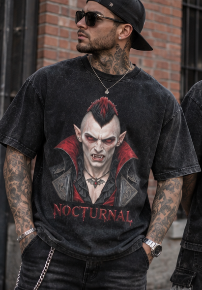 NOCTURNAL Vampire Men’s Washed Cotton T-Shirt