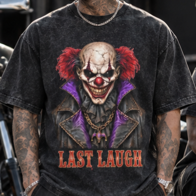 LAST LAUGH Scary Clown Men’s Washed Cotton T-Shirt