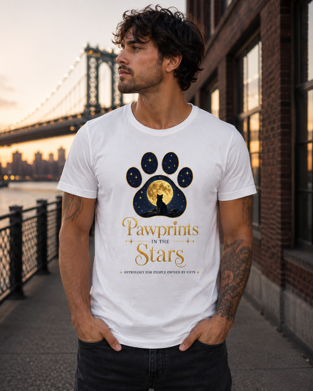 Pawprints in the Stars™ Graphic Tee | Astrology for People Chosen by Cats