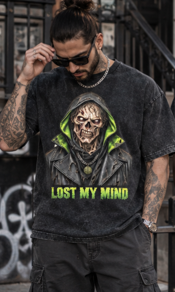 LOST MY MIND Zombie Men’s Washed Cotton T-Shirt