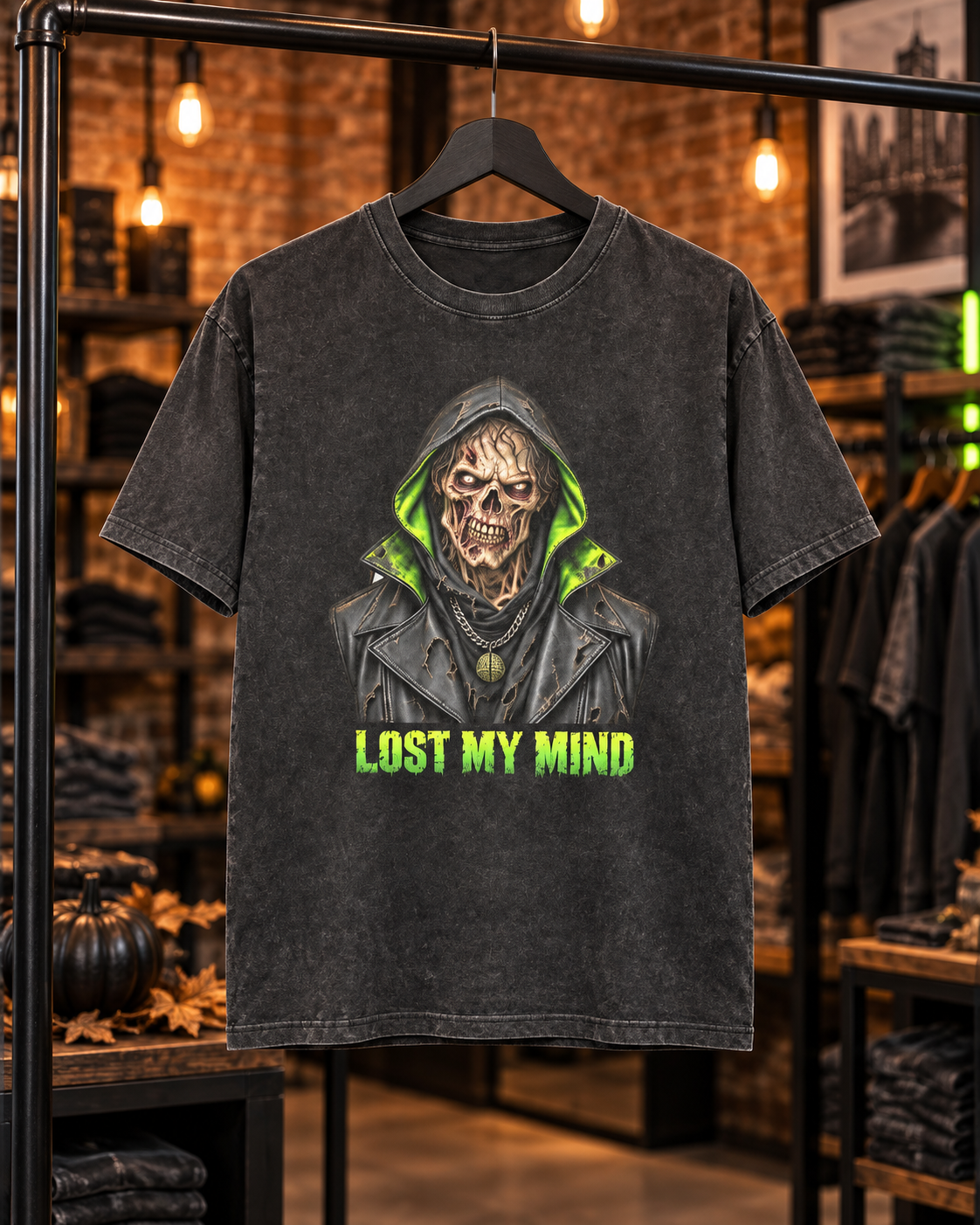 LOST MY MIND Zombie Men’s Washed Cotton T-Shirt
