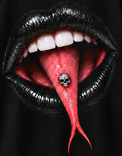 SHARP TONGUE Snake-Tongue Off-the-Shoulder Sweatshirt